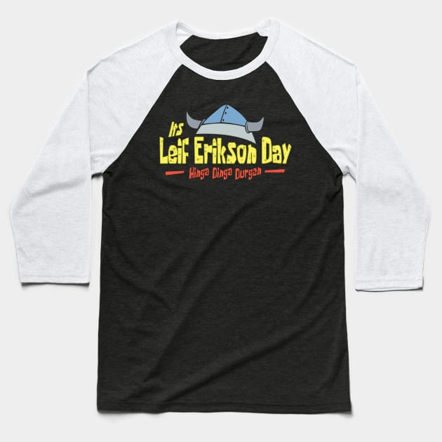 Spongebob Squarepants Happy Leif Erikson Day Baseball T-Shirt by stayfrostybro